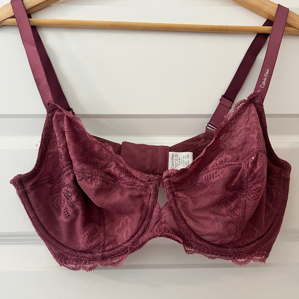 Calvin Klein Women's Lace Bra - Deep Wine